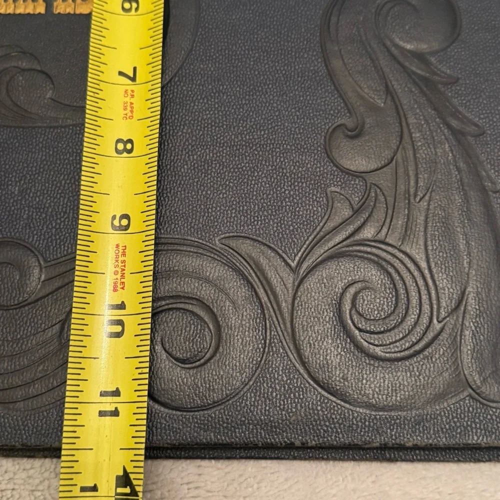 Vintage Blue Photo Album Black Pages Embossed Cover String Tie Scrapbook‎